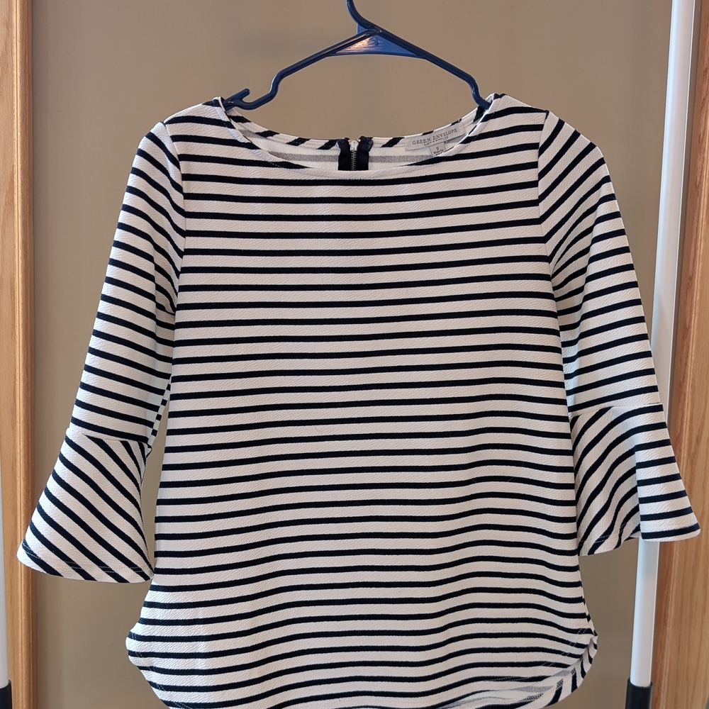 Black and White Striped Women's Blouse